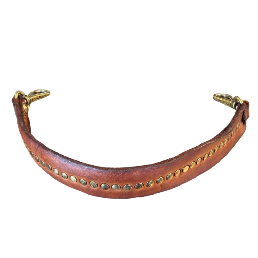 Campomaggi Leather Studded Shoulder Strap in Cognac